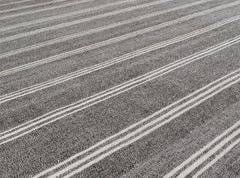 Vintage Mid-Century Modern Minimalist Stripe Flat-Weave Rug