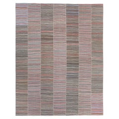 Retro Mid-Century Modern Minimalist Stripe Mazandaran Flatweave Rug