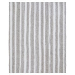 Vintage Mid-Century Modern Minimalist Striped Flatweave Rug