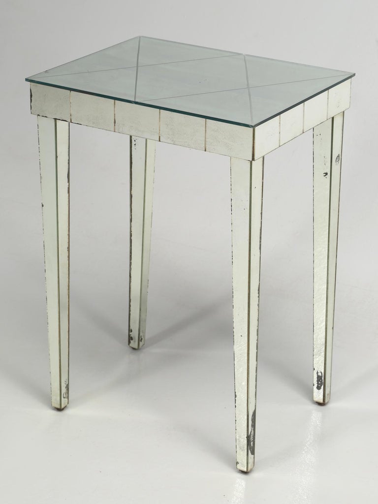 Vintage MidCentury Modern Mirror End Table or Side Table For Sale at