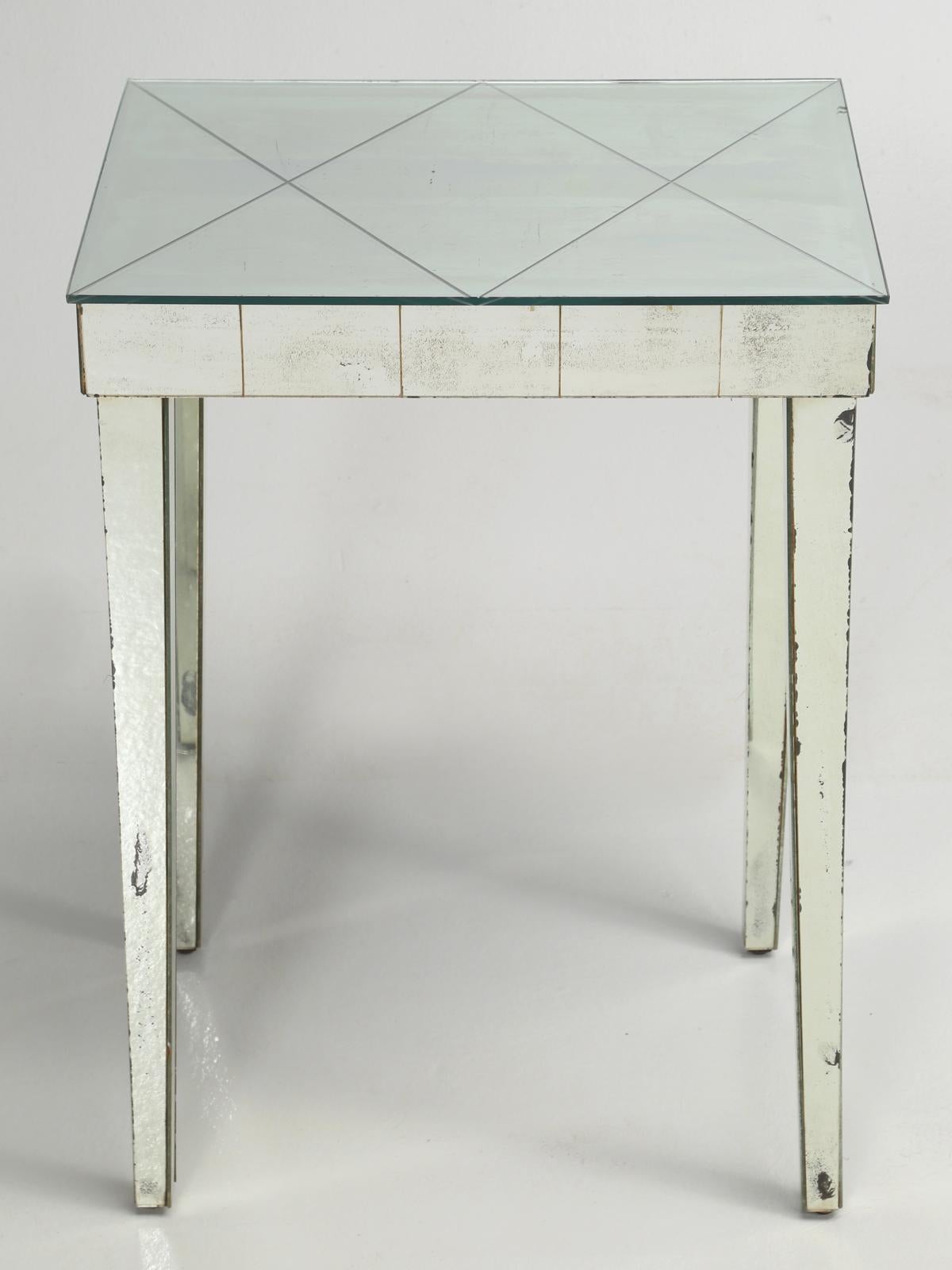 Italian Vintage Mid-Century Modern Mirror End Table or Side Table
