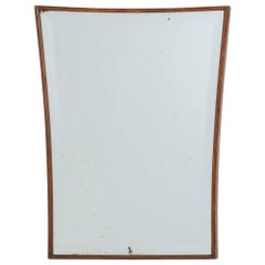 Specchio vintage di vetro smerigliato della metà del secolo scorso con cornice in Wood