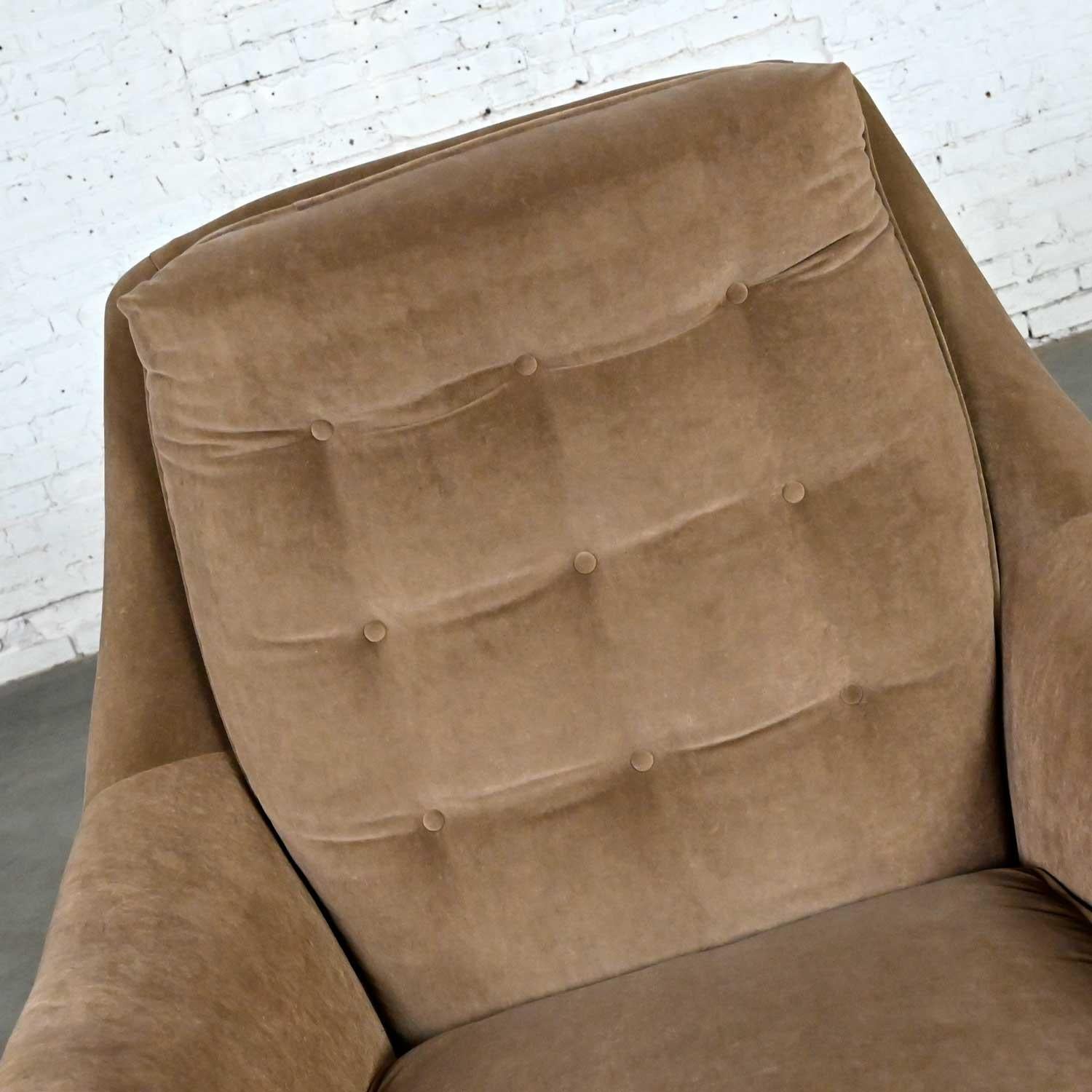 Vintage Mid-Century Modern Mocha Colored Velvet Club Lounge Chair Style Dunbar For Sale 8