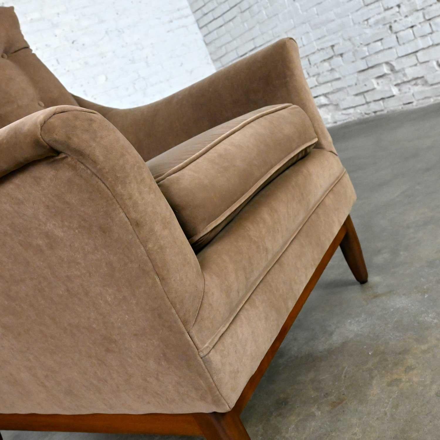 Vintage Mid-Century Modern Mocha Colored Velvet Club Lounge Chair Style Dunbar For Sale 11