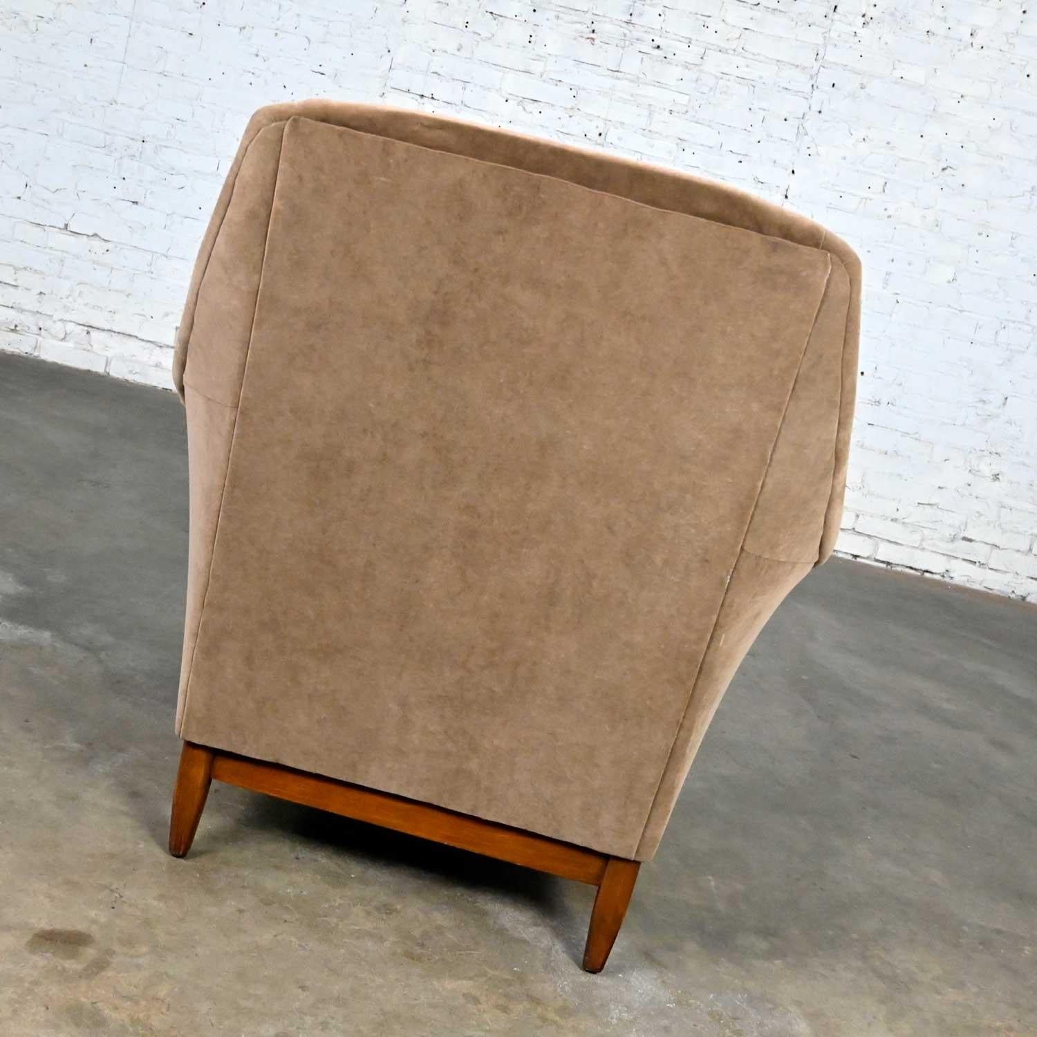 Vintage Mid-Century Modern Mocha Colored Velvet Club Lounge Chair Style Dunbar For Sale 4