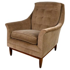 Vintage Mid-Century Modern Mocha Colored Velvet Club Lounge Chair Style Dunbar