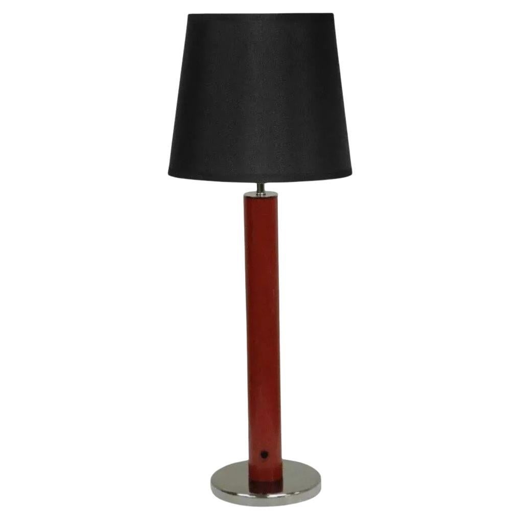 Vintage Mid Century Modern Modernist Red Cylinder Chrome Table Desk Console Lamp For Sale