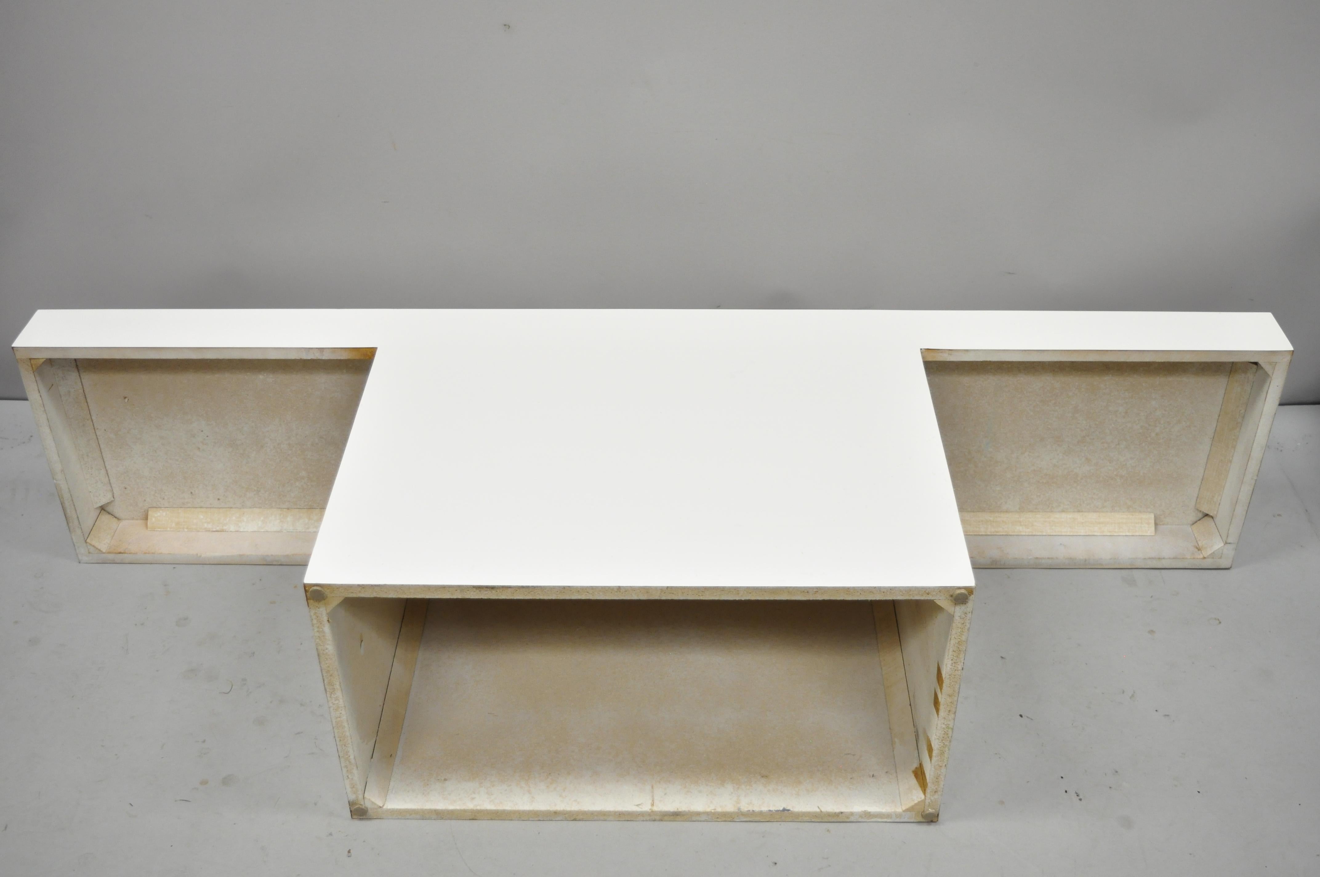 Vintage Mid-Century Modern Modernist White Laminate Formica Console Sofa Table 1