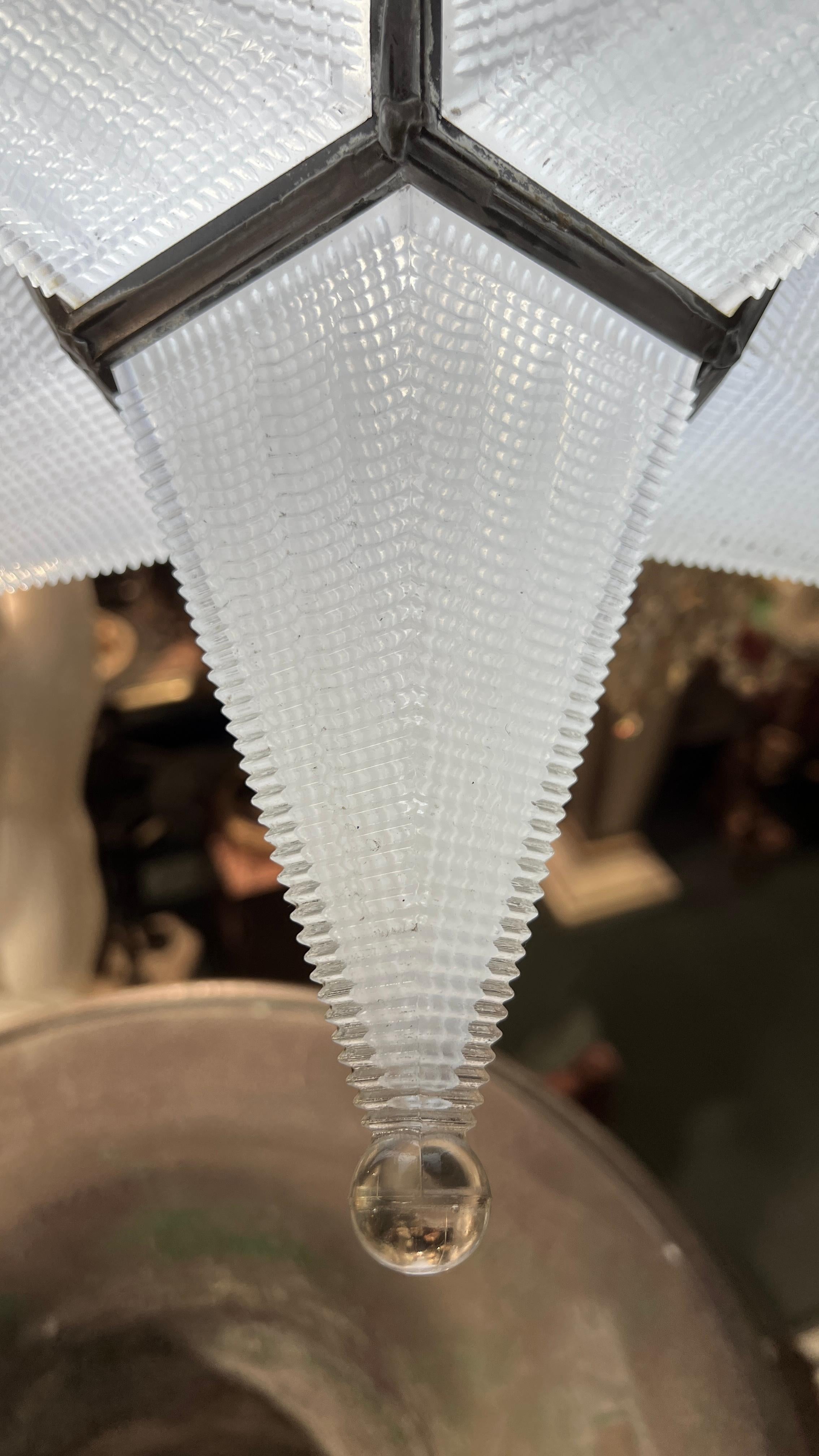 Vintage Mid-Century Modern Moravian Star/ spotnik  Glass Chandelier 7