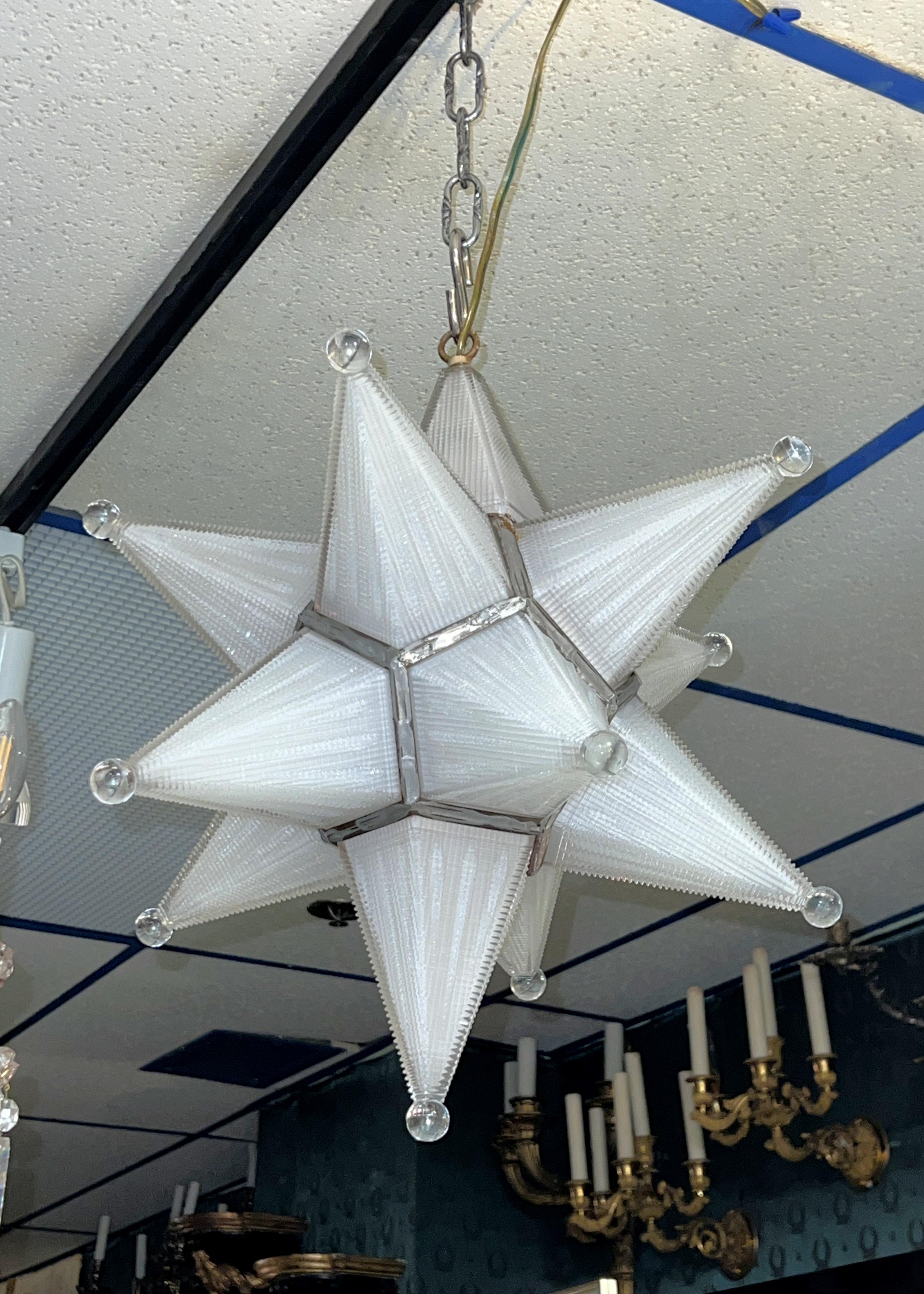 Unknown Vintage Mid-Century Modern Moravian Star/ spotnik  Glass Chandelier