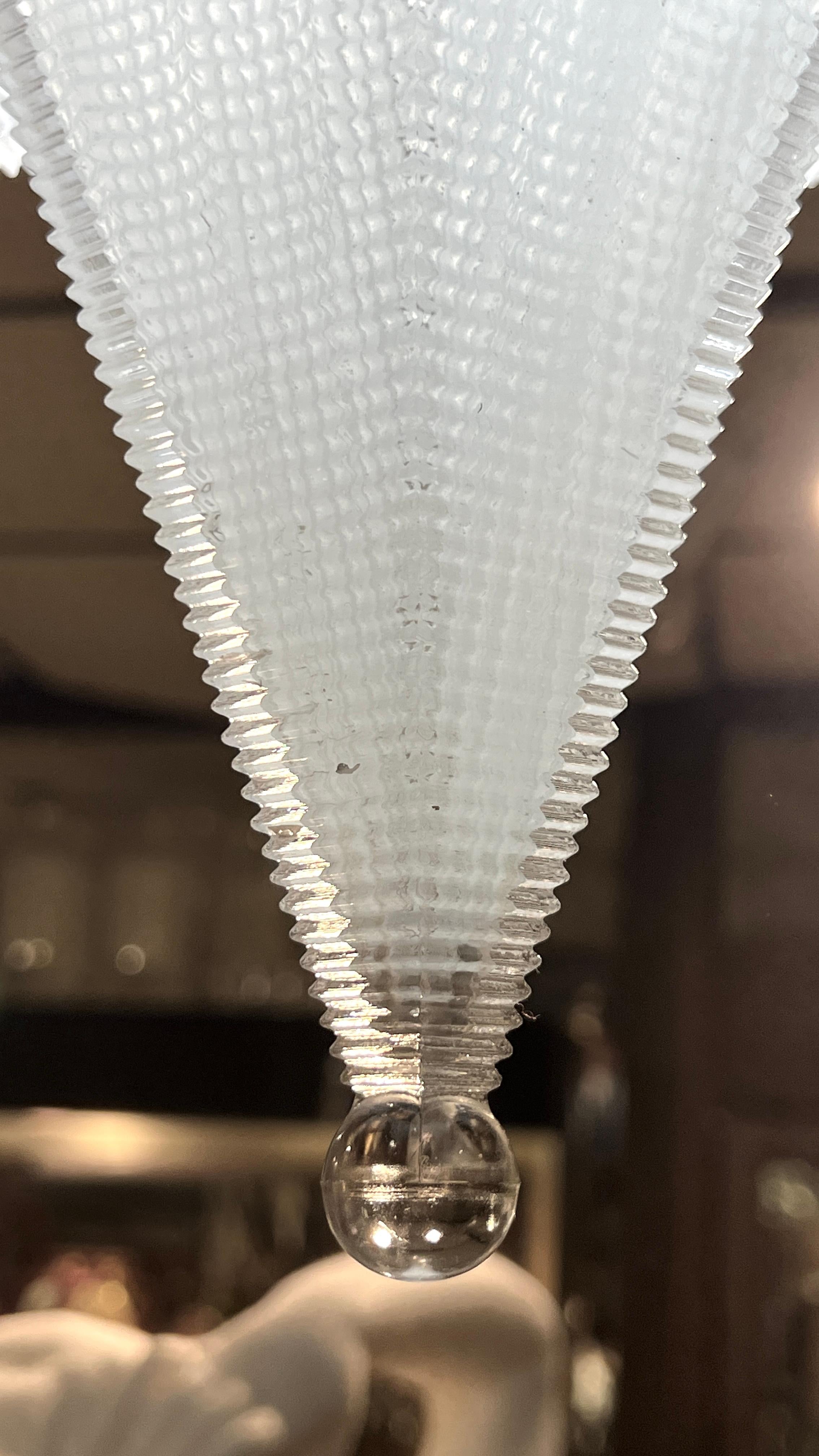 Vintage Mid-Century Modern Moravian Star/ spotnik  Glass Chandelier 2