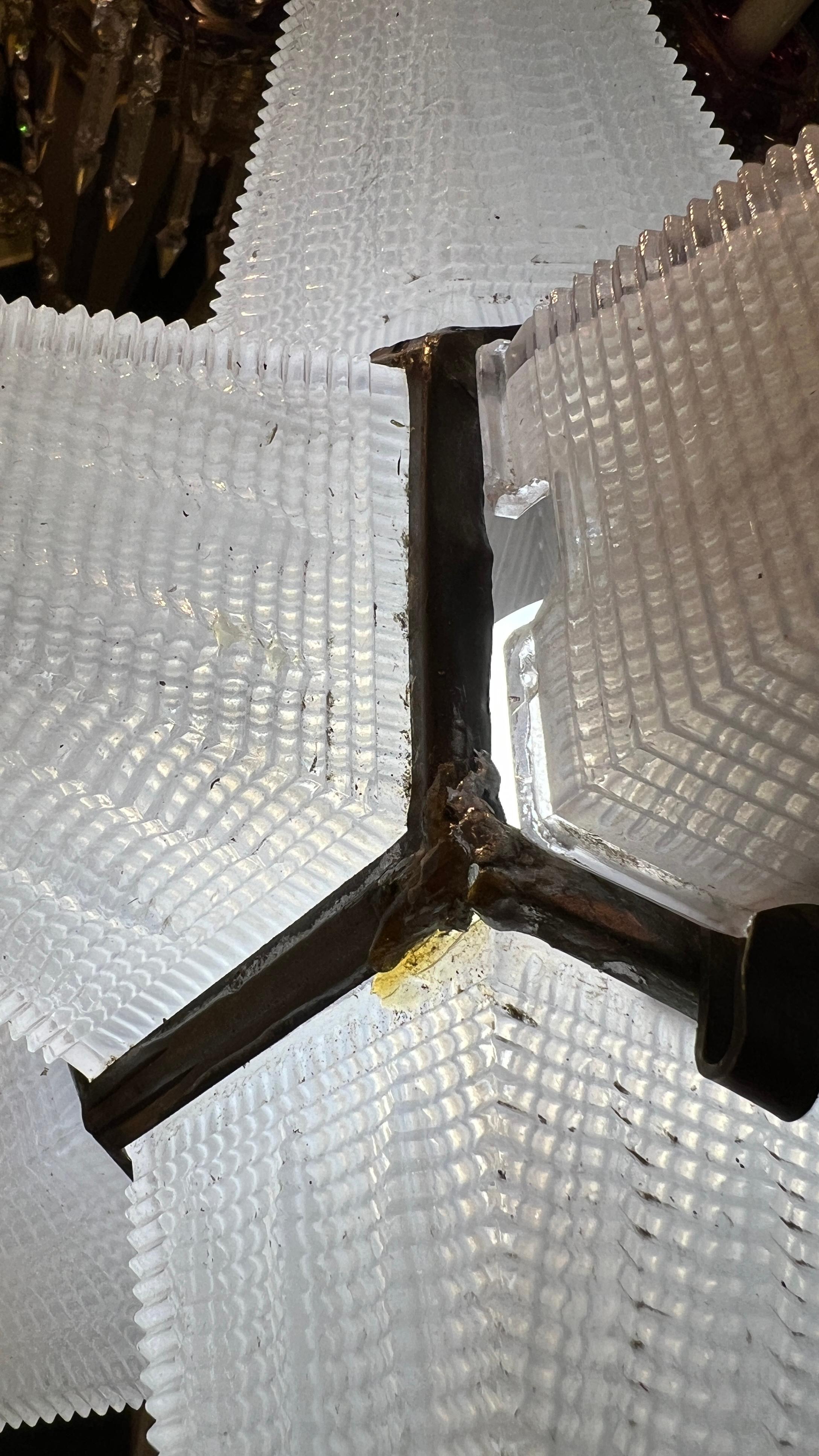 Vintage Mid-Century Modern Moravian Star/ spotnik  Glass Chandelier 4