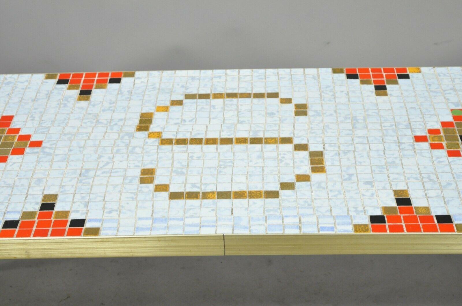 20th Century Vintage Mid-Century Modern Mosaic Tile Top Coffee Table with 
