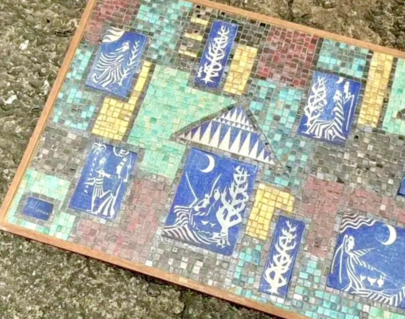 North American Vintage Mid-Century Modern Mosaic Tile Wall Sculpture For Sale