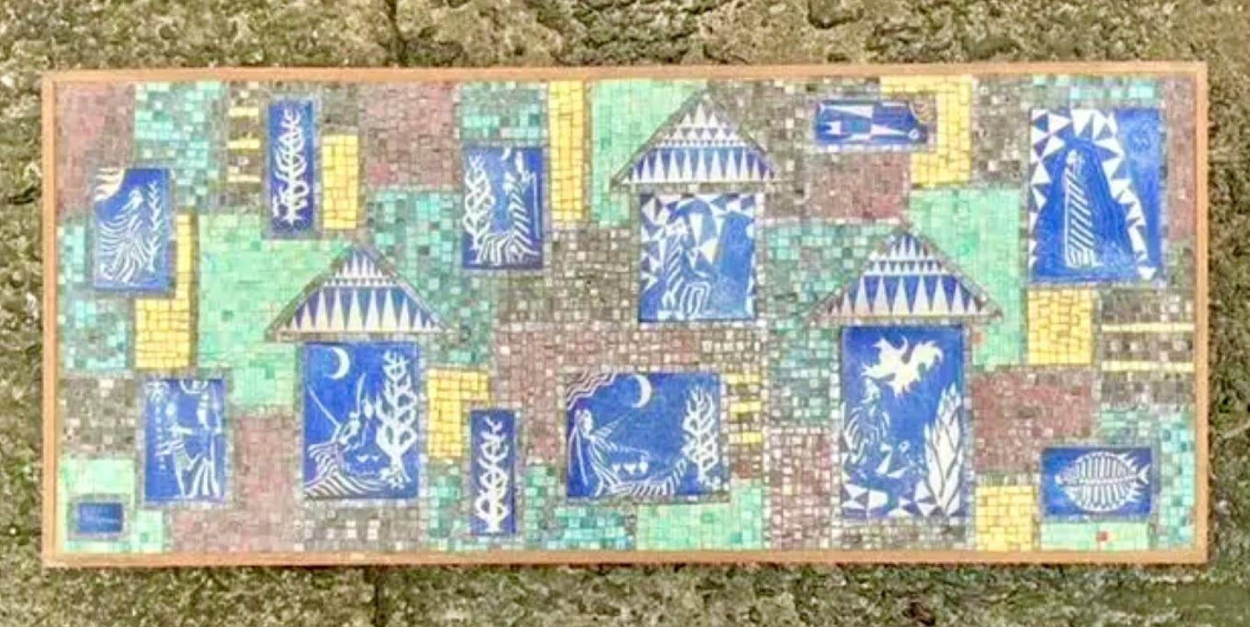 Vintage Mid-Century Modern Mosaic Tile Wall Sculpture For Sale 1
