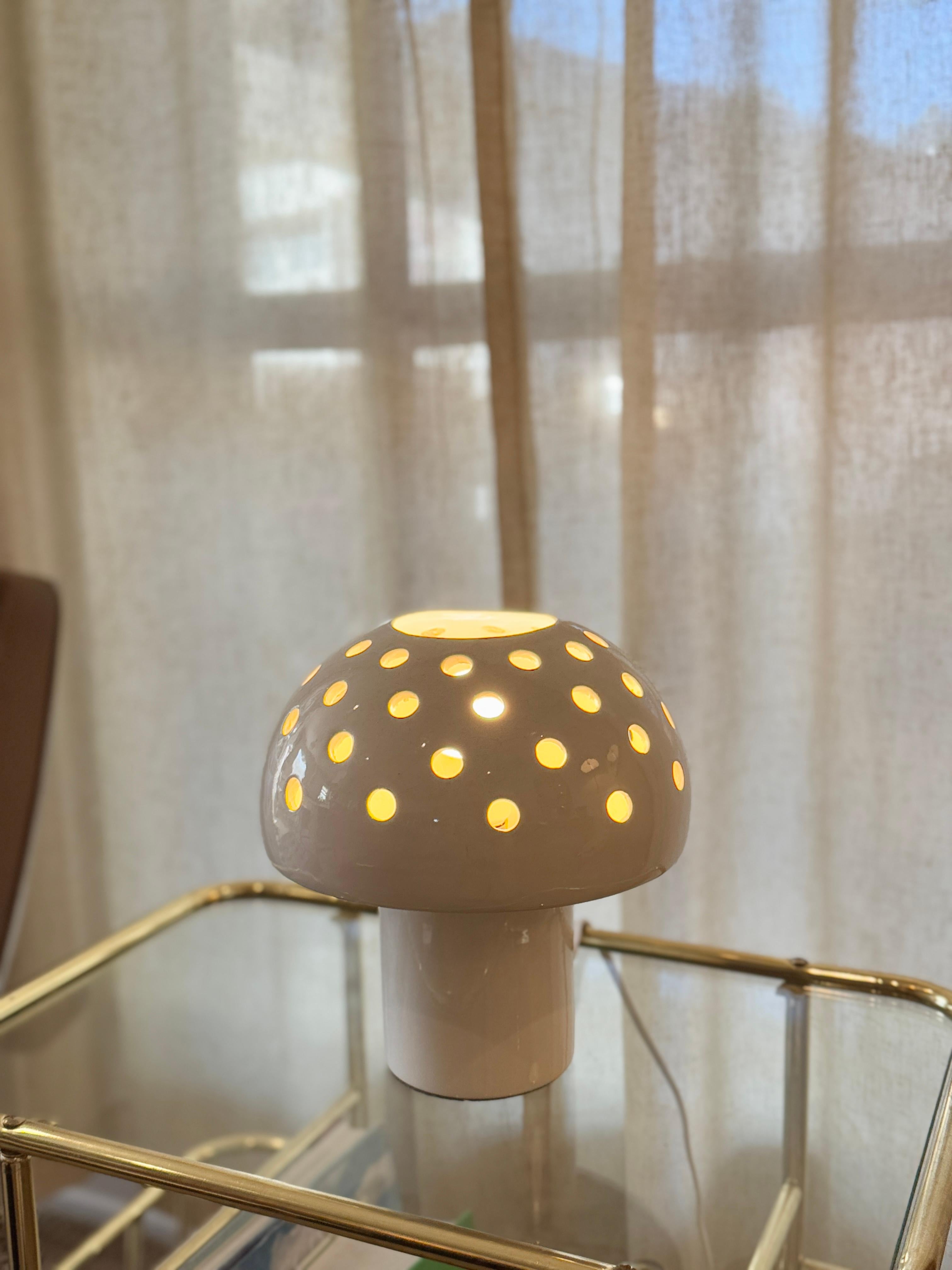 Glazed Vintage mid century modern mushroom lamp, circa 1960s For Sale