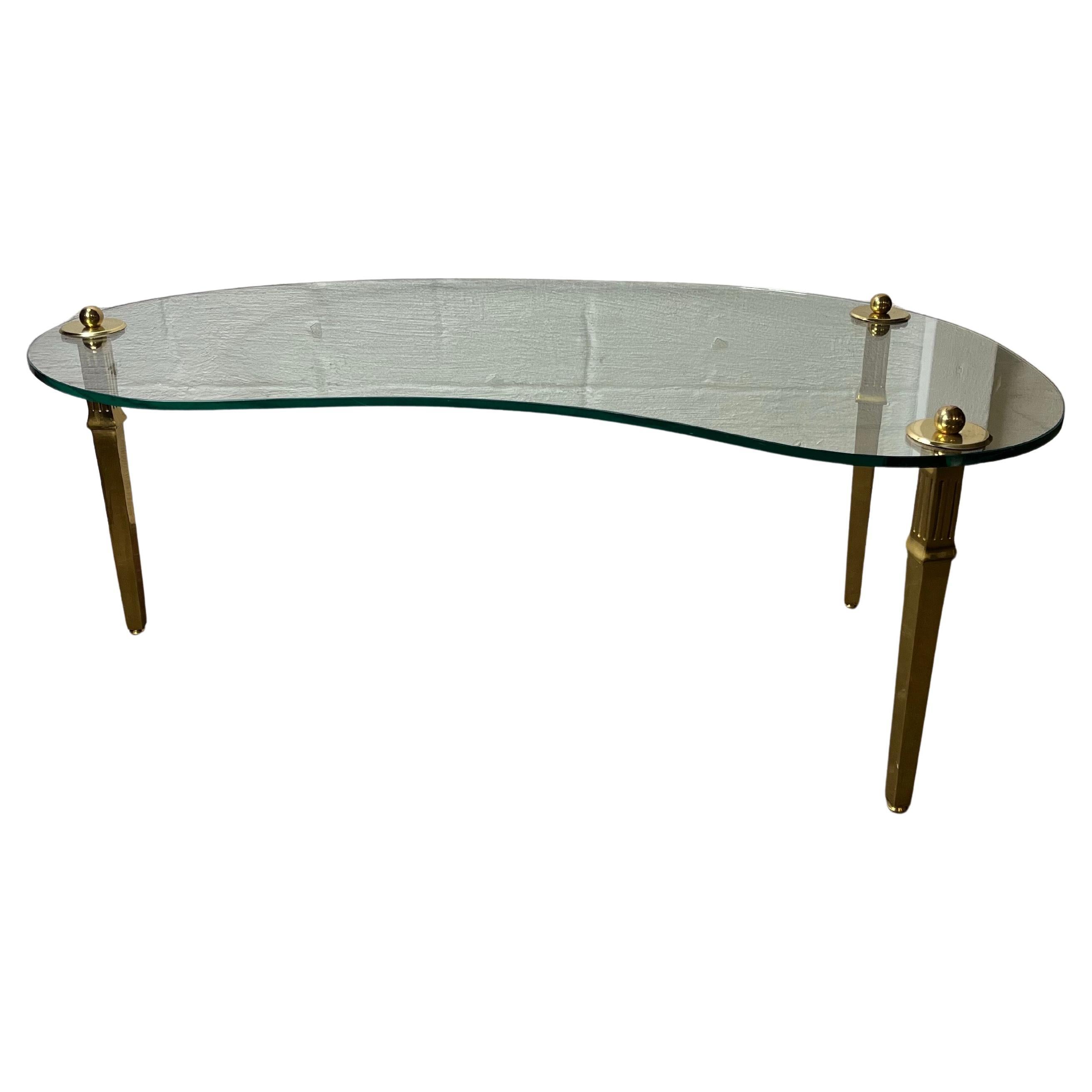 Vintage Mid Century Modern Néoclassique Directoire Kidney Coffee Cocktail Table