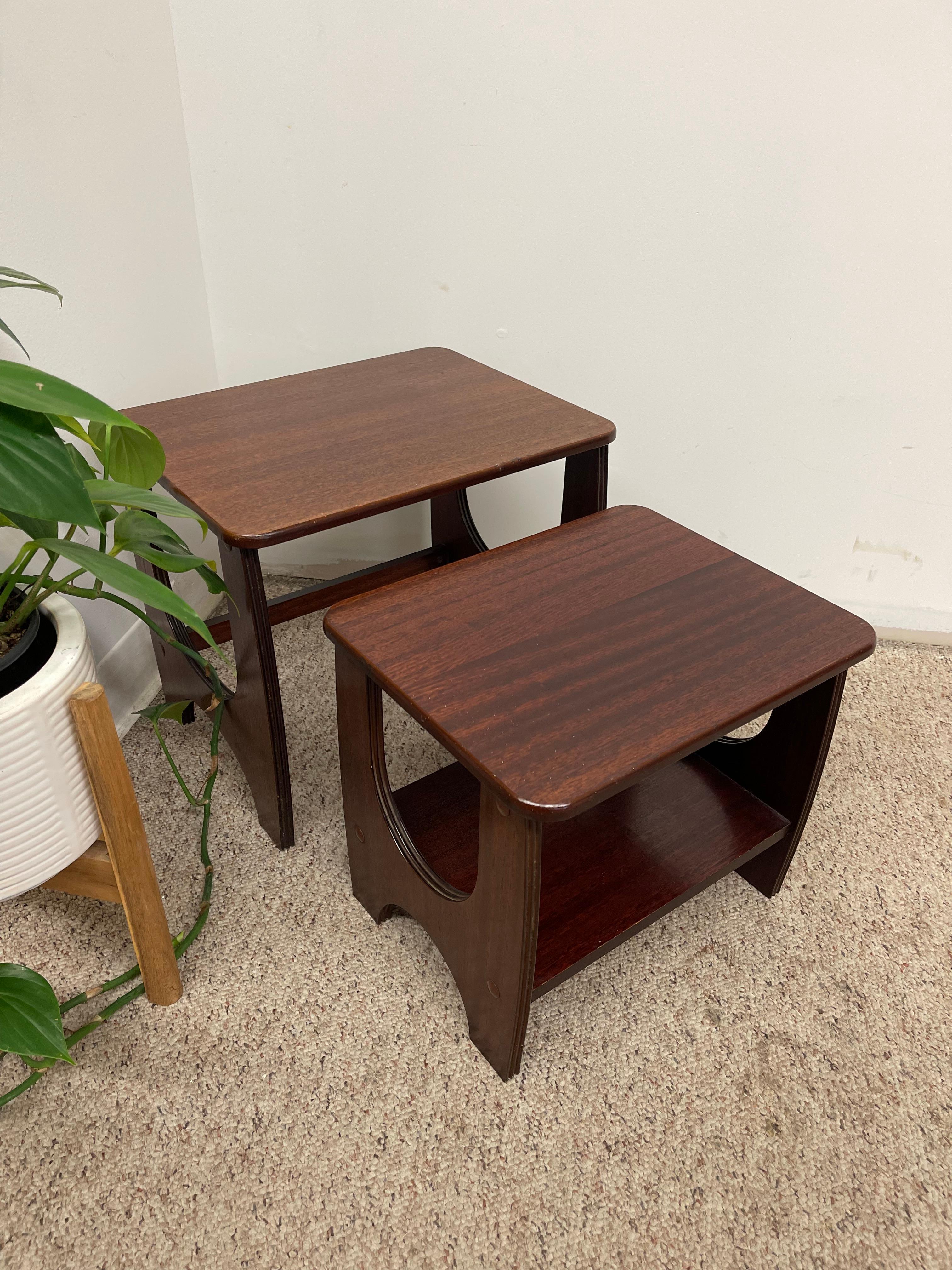 Vintage Mid-Century Modern Nesting Tables, Set of Two UK Import For Sale 1