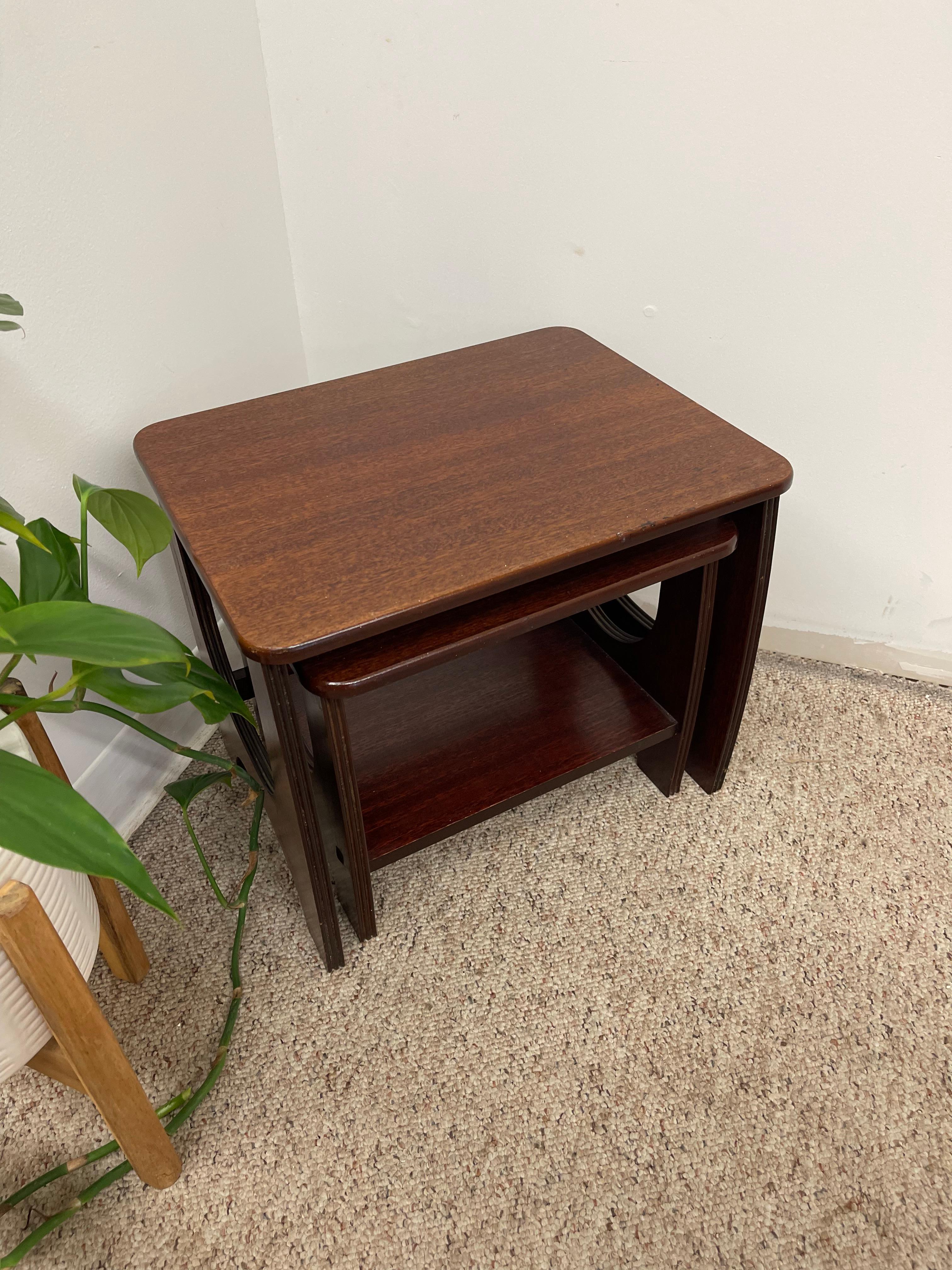 Vintage Mid-Century Modern Nesting Tables, Set of Two UK Import For Sale 3