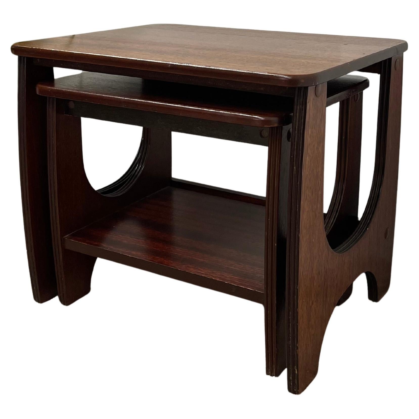 Vintage Mid-Century Modern Nesting Tables, Set of Two UK Import For Sale