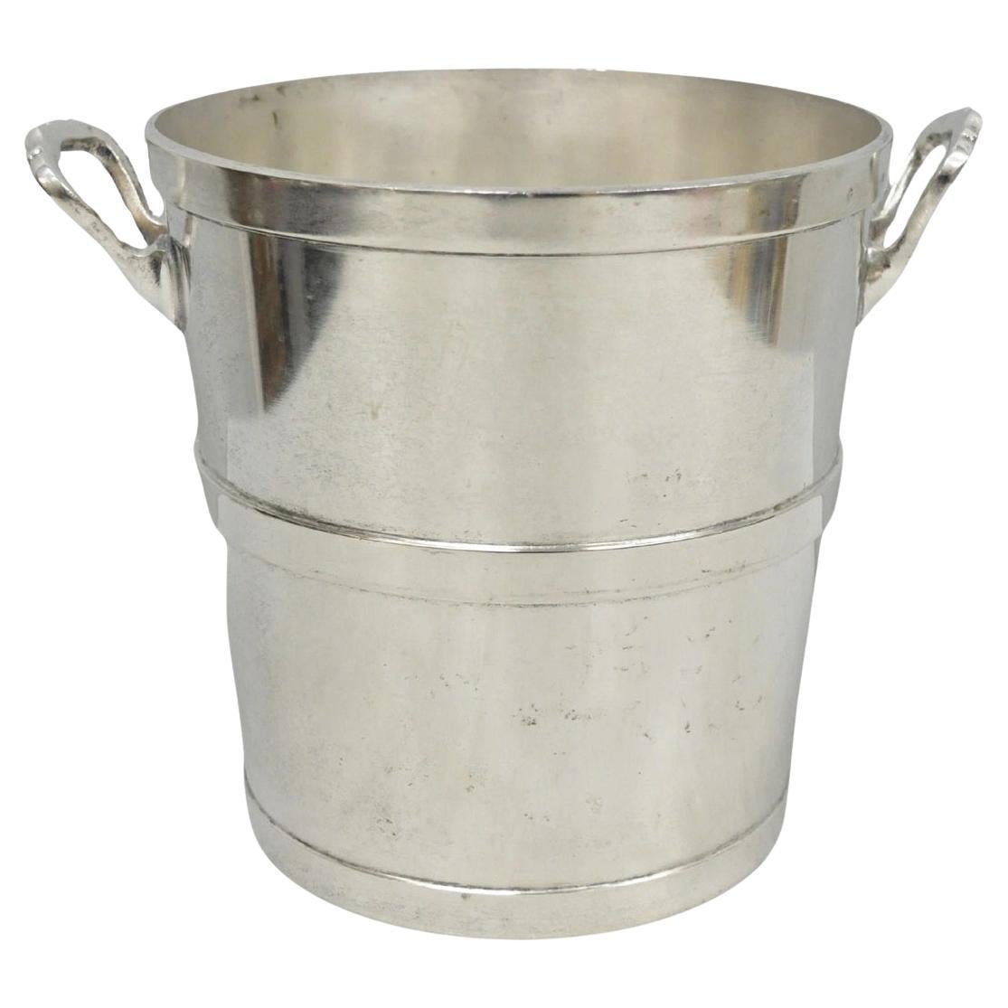Vintage Mid Century Modern Nickel Silver Plated "Room Service" Champagne Bucket