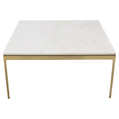 Vintage Mid-Century Modern Nicos Zographos Marble and Brass Square Coffee Table