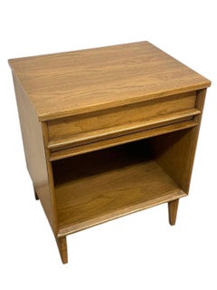 Vintage Mid-Century Modern Nightstand with Drawer and Open Shelf