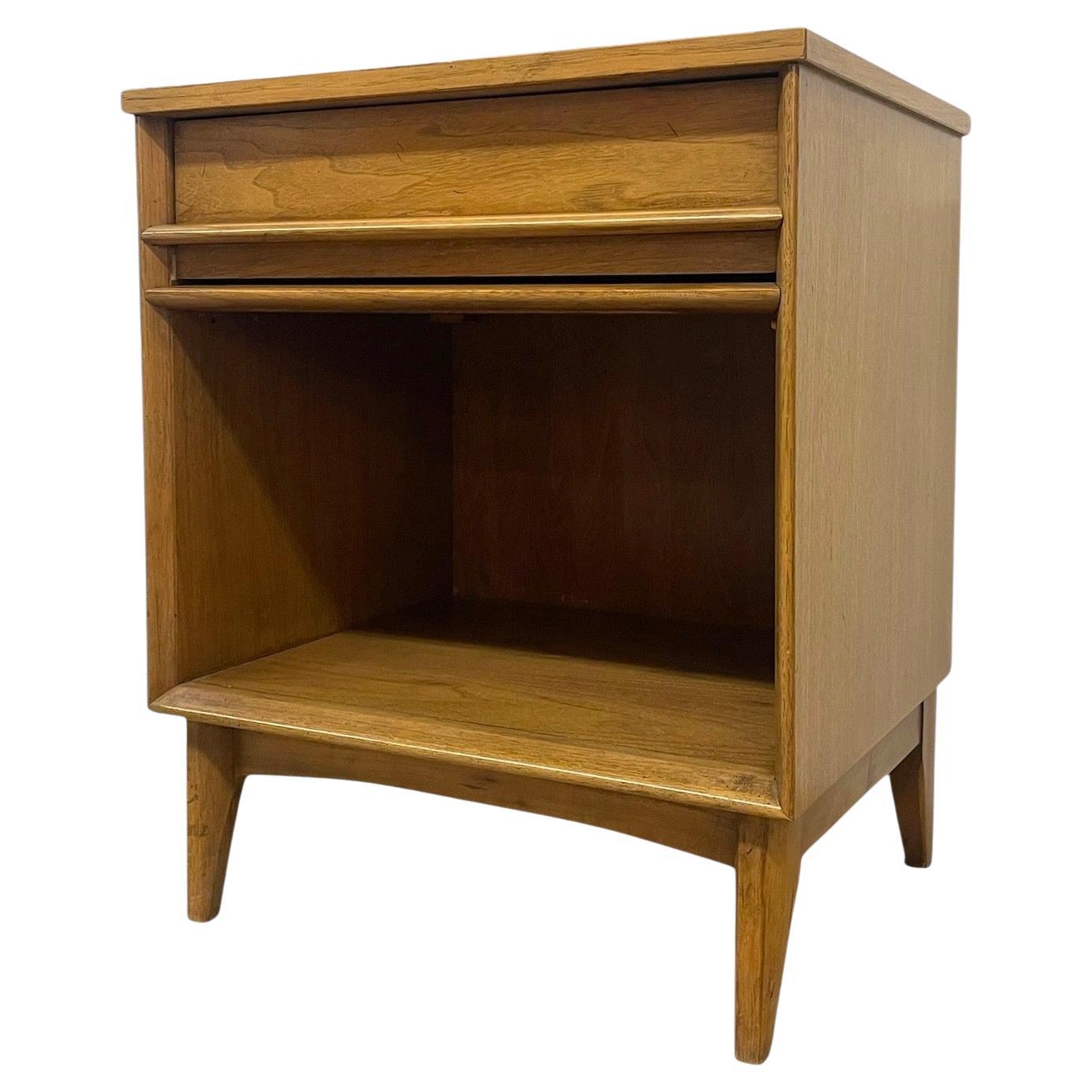 Vintage Mid-Century Modern Nightstand with Drawer and Open Shelf