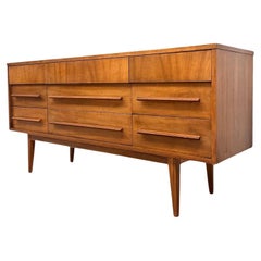 Vintage Mid Century Modern Nine Drawer Dresser by Dixie Furniture Solid Cherry