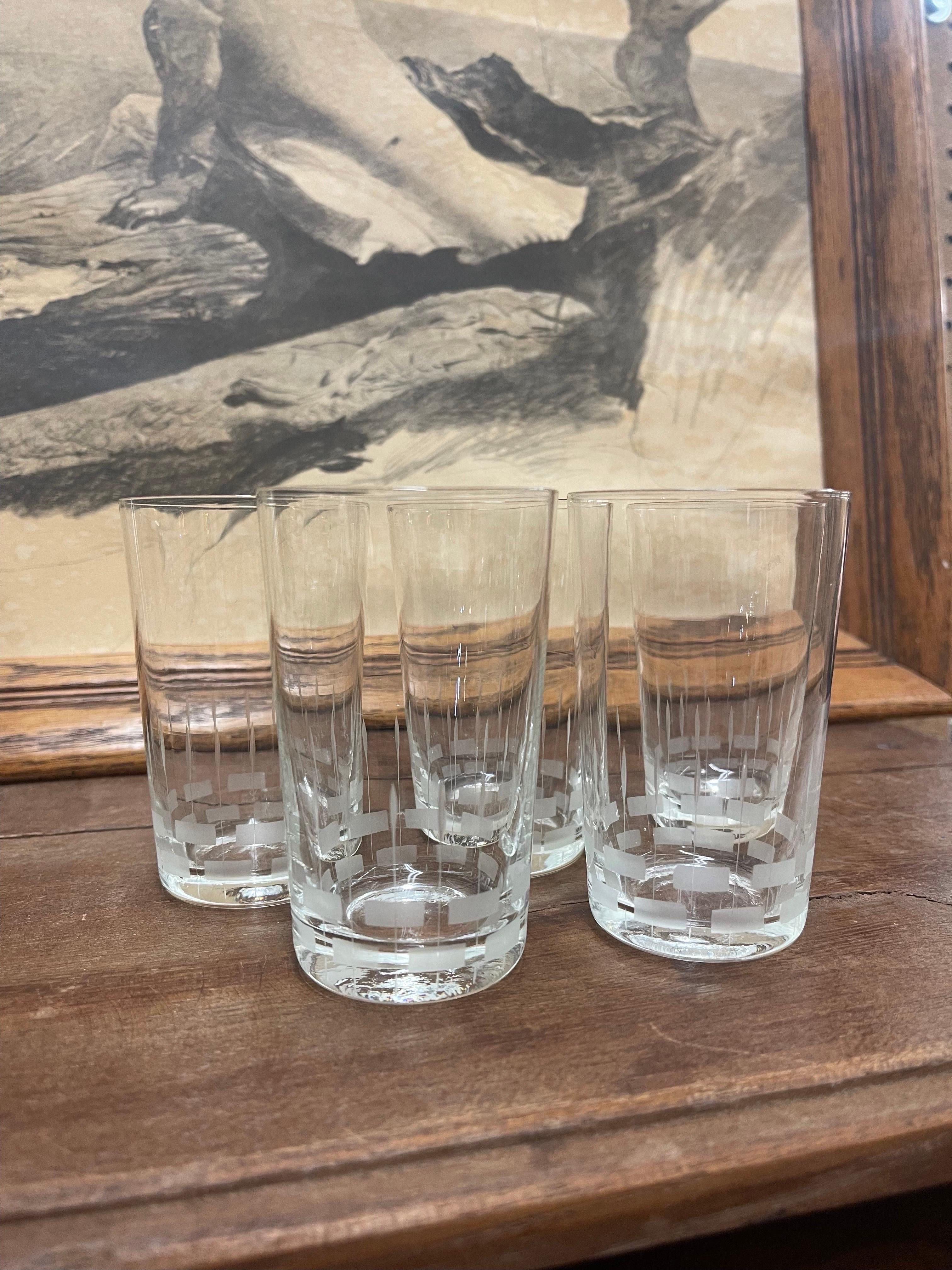 Glass Vintage Mid Century Modern Nine Piece Drink Ware Set For Sale