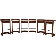 Vintage Mid-Century Modern Oak Bar Stools, Belgium, 1970s