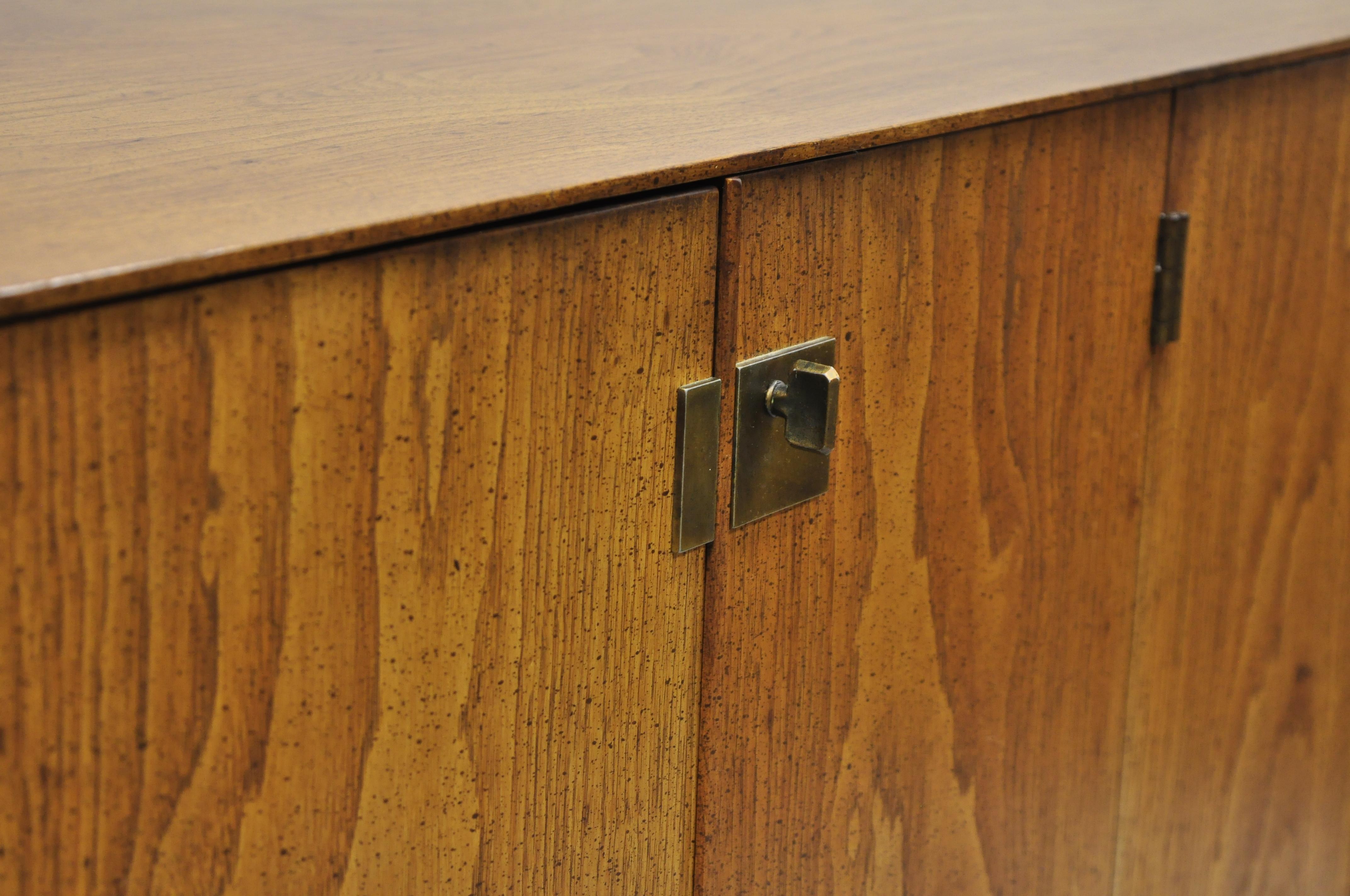 Vintage Mid-Century Modern Oak Credenza Cabinet Long Buffet after James Mont 5