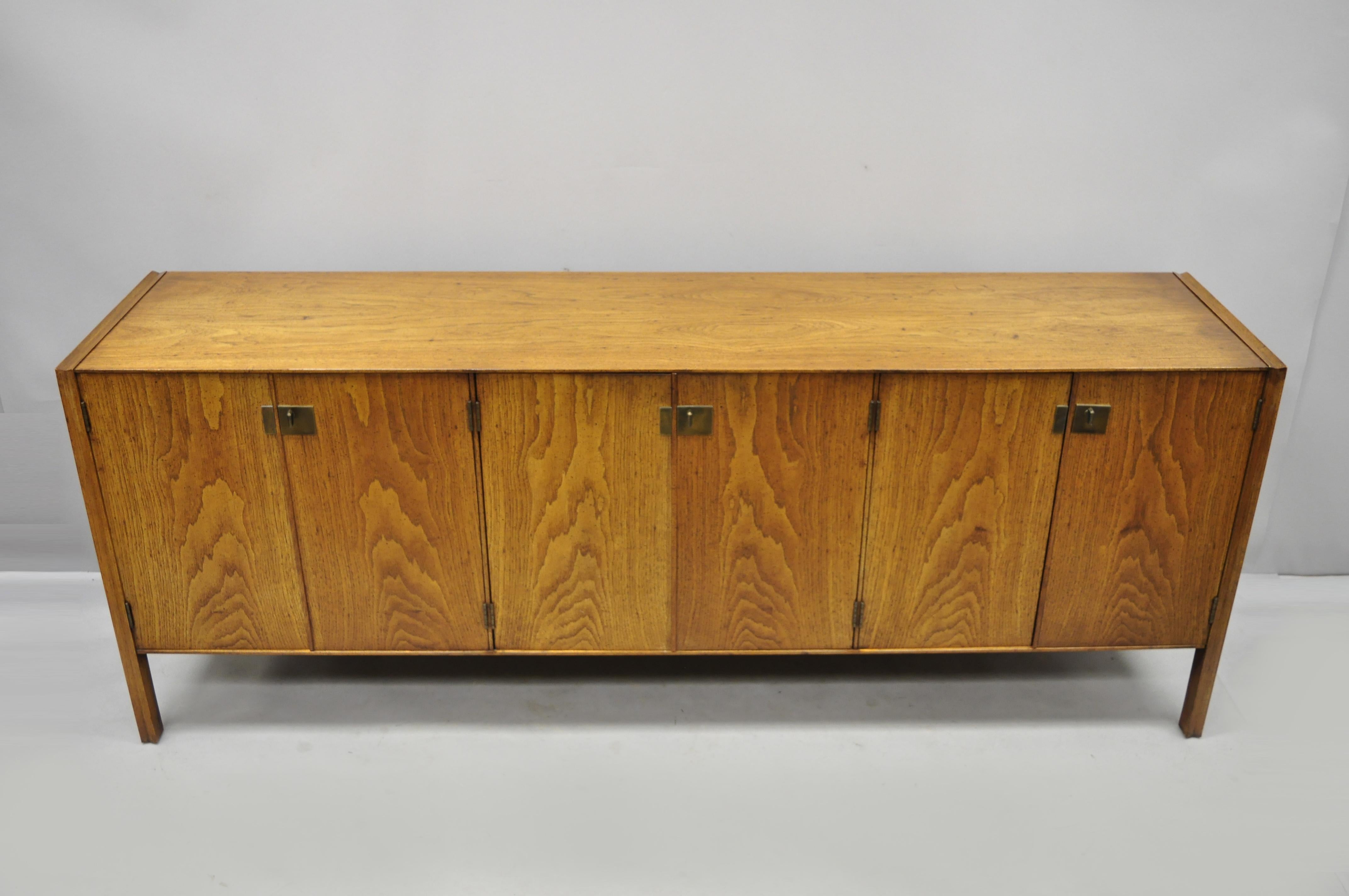 Vintage Mid-Century Modern Oak Credenza Cabinet Long Buffet after James Mont 7
