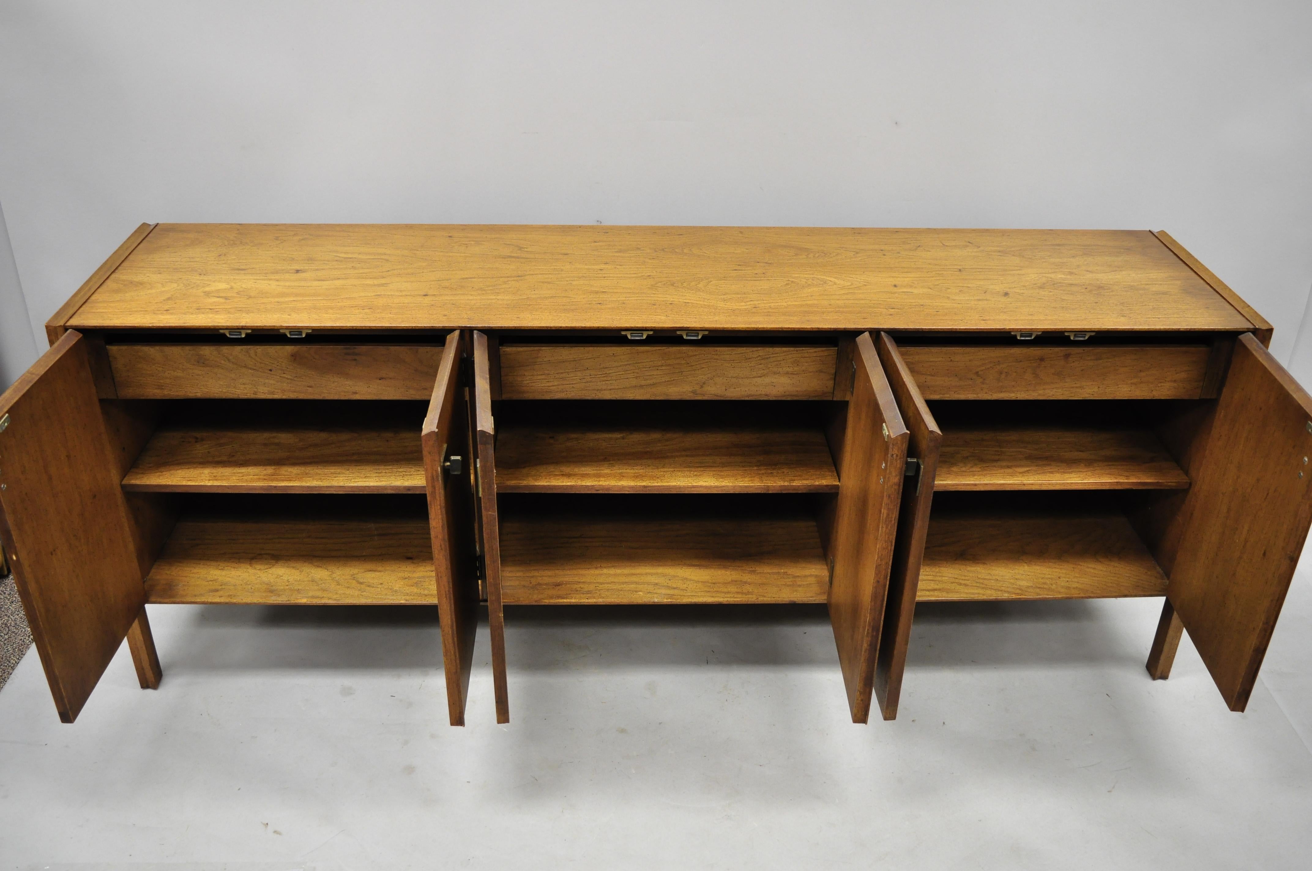 Vintage Mid-Century Modern Oak Credenza Cabinet Long Buffet after James Mont 1