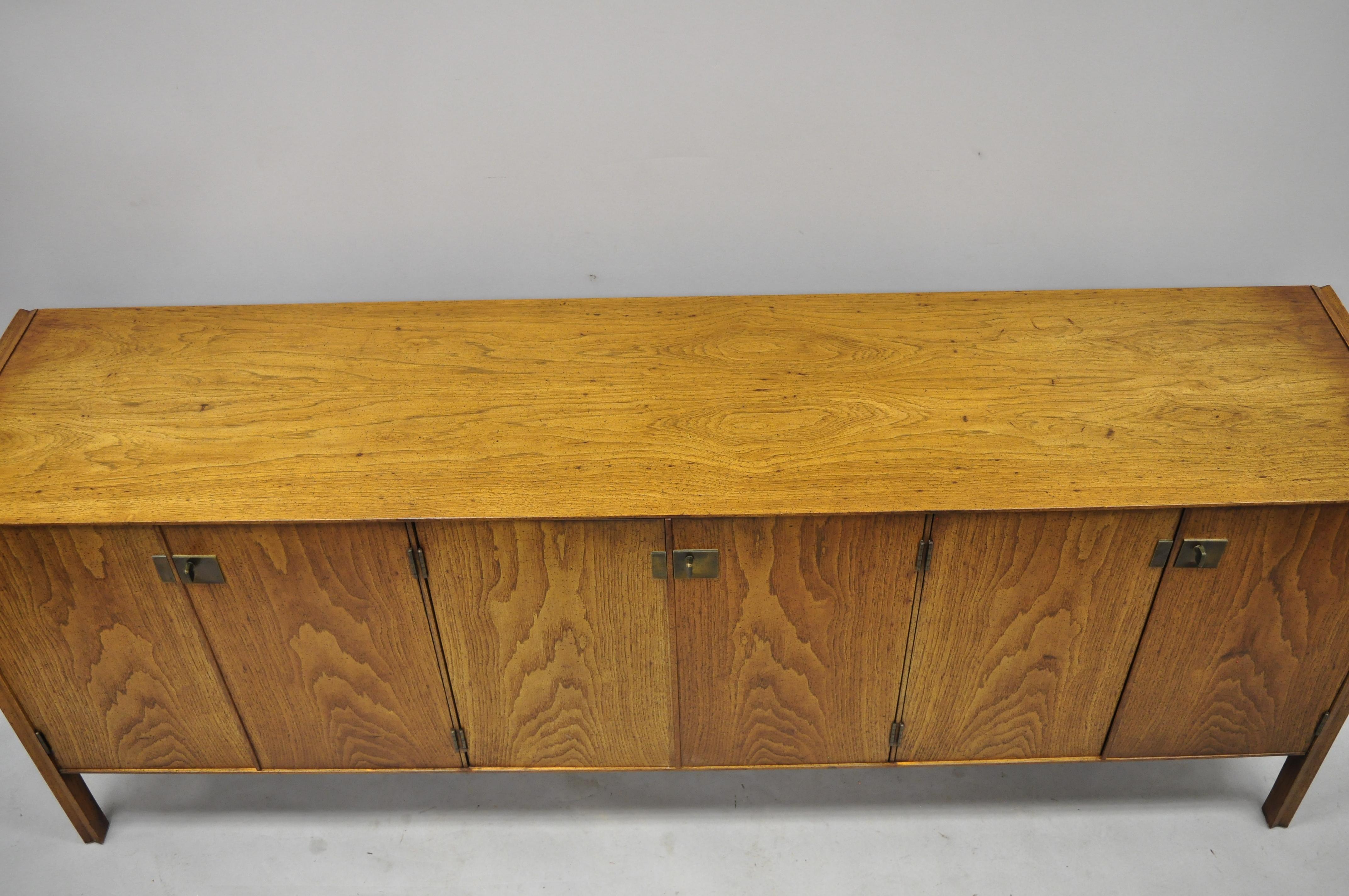 Vintage Mid-Century Modern Oak Credenza Cabinet Long Buffet after James Mont 4
