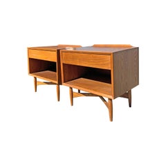 Vintage Mid Century Modern Oak Floating Nightstands or End Tables (Pair)