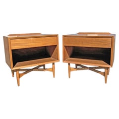 Vintage Mid Century Modern Oak Floating Nightstands or End Tables (Pair)
