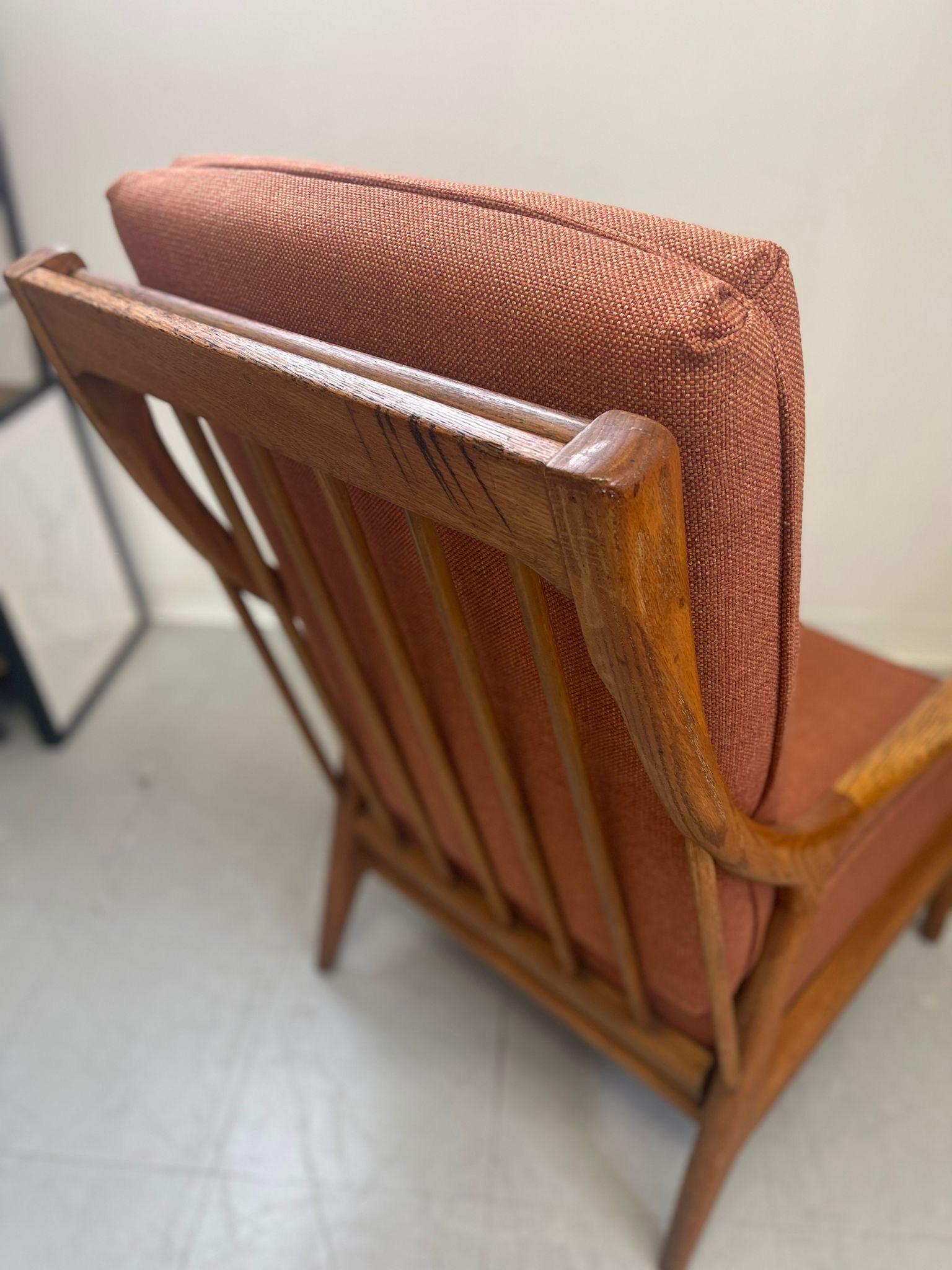 Fabric Vintage Mid Century Modern Oak Lounge Chair by Jack Van Dre Molen For Sale