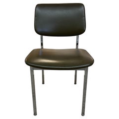 Vintage Mid Century Modern Office Chair Chrome and Green Vinyl.
