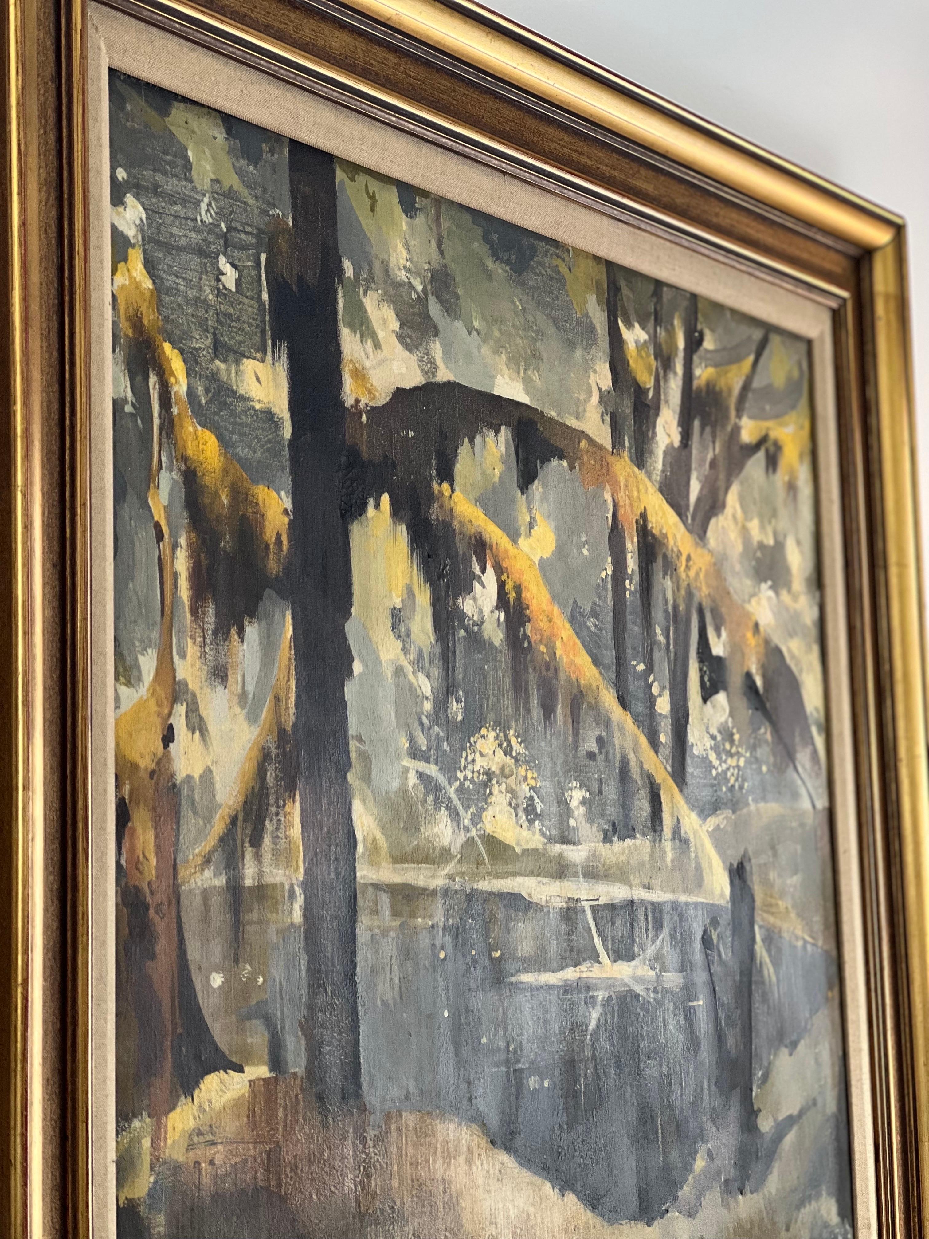 Late 20th Century Vintage Mid-Century Modern Oil Painting For Sale