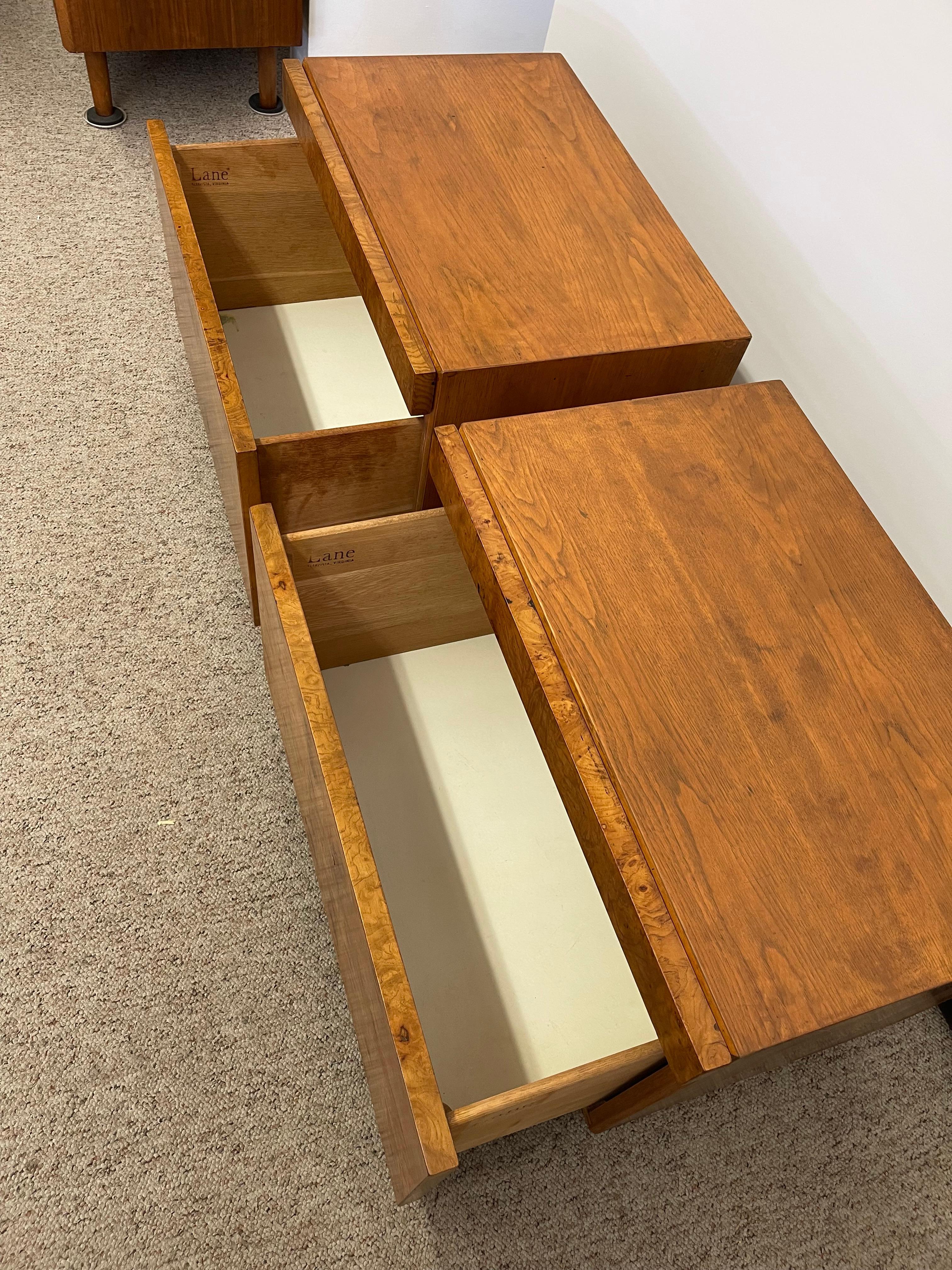 Vintage Mid Century Modern Olive Burl End Table Set by Milo Baughman for Lane For Sale 5