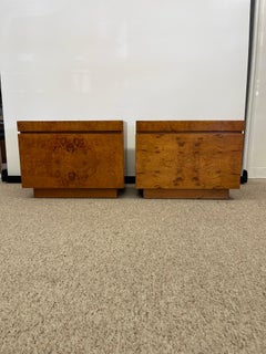 Vintage Mid Century Modern Olive Burl End Table Set by Milo Baughman for Lane