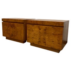 Vintage Mid Century Modern Olive Burl End Table Set by Milo Baughman for Lane