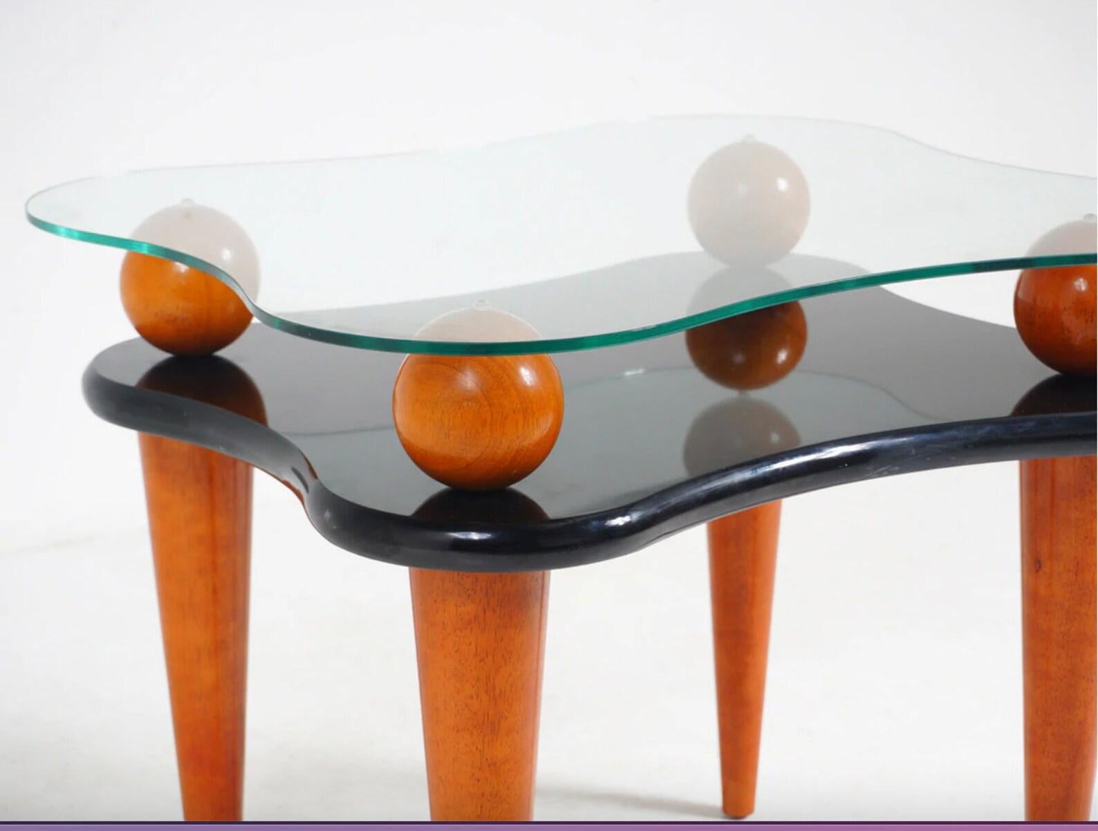 wavy side table black
