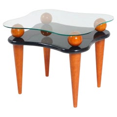 Vintage Mid-Century Modern One Wavy Lacquer Side Table