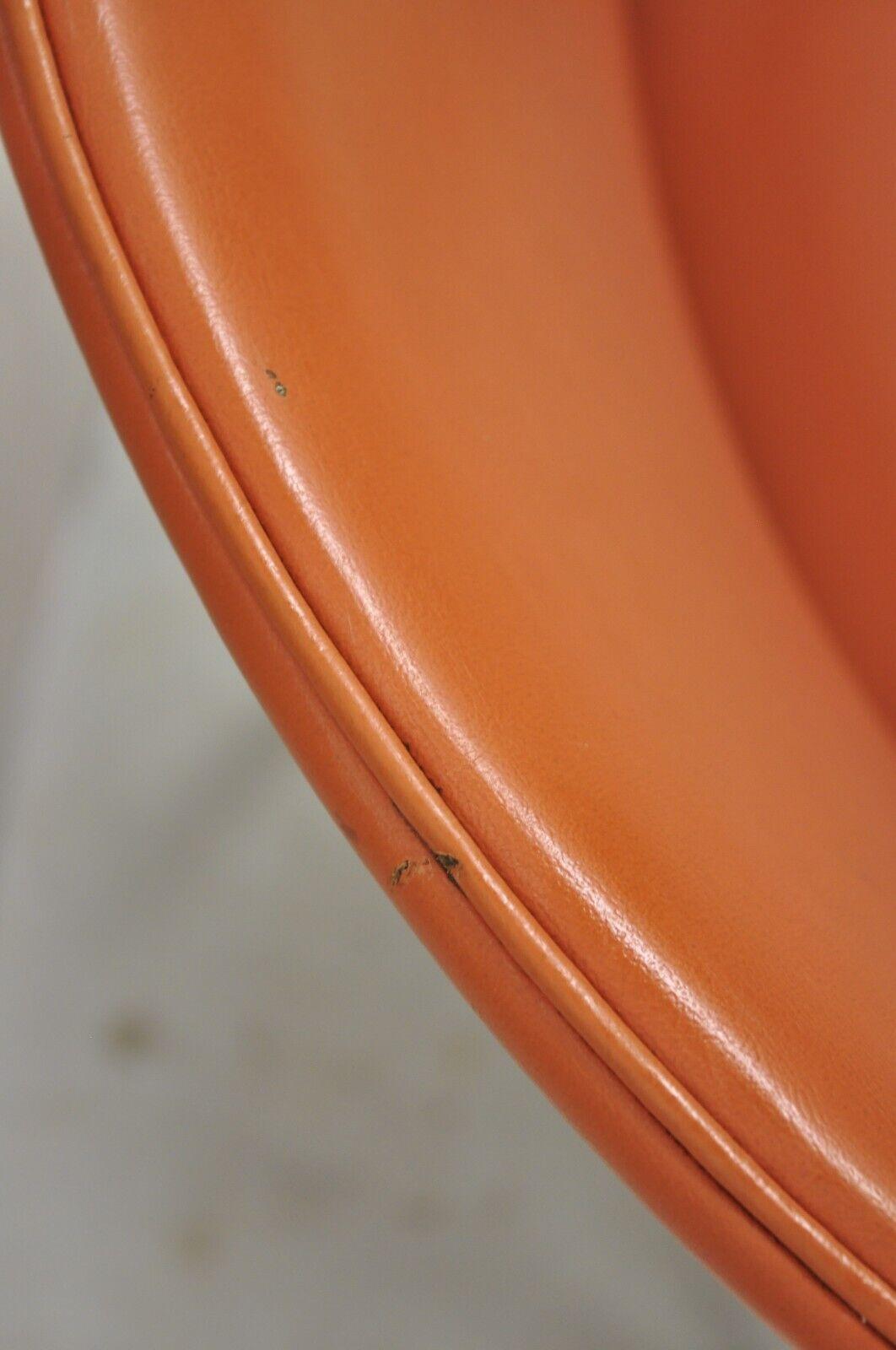 Vintage Mid-Century Modern Orange Chrome Frame Sloped Wooden armchair For Sale 1