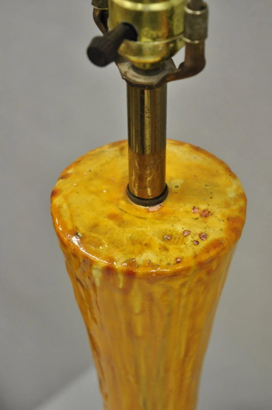 Vintage Mid Century Modern Orange Drip Glazed Ceramic Table Lamps - a Pair For Sale 3