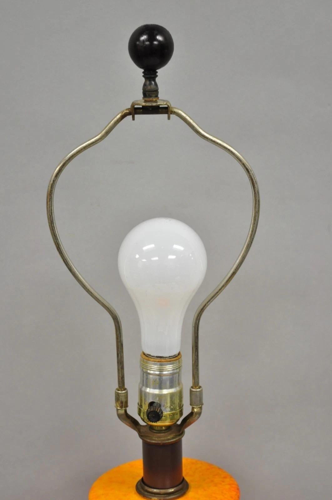 Lámpara de sobremesa vintage de cerámica esmaltada de lava naranja de mediados del siglo XX en venta 2