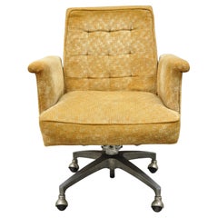 Vintage Mid-Century Modern Orange Upholstery Flare Arm Rolling Office Desk Chair