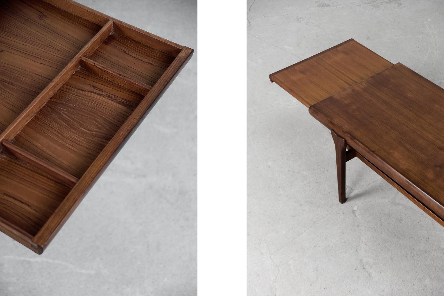 Scandinavian Modern Vintage Mid-century Modern Scandinavian Extendable Teak Coffee Table with Drawer For Sale